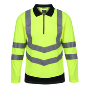 Regatta TRS192 Pro Hi-Vis Long Sleeved Polo Shirt - HI-VIS T-SHIRTS