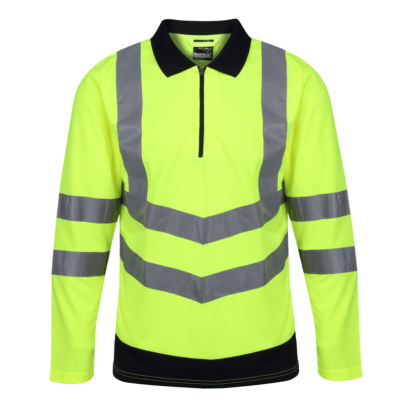 Regatta TRS192 Pro Hi-Vis Long Sleeved Polo Shirt - HI-VIS T-SHIRTS