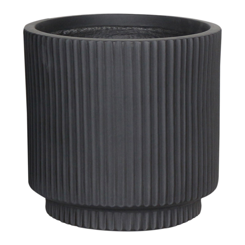 IDEALIST Lite Vertical Ribbed Black Cylinder Outdoor Planter - Home & Garden > Lawn & Garden > Gardening > Pots & Planters > Planters