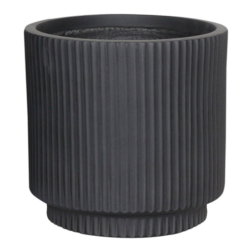 IDEALIST Lite Vertical Ribbed Black Cylinder Outdoor Planter - Home & Garden > Lawn & Garden > Gardening > Pots & Planters > Planters