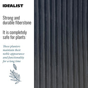 IDEALIST Lite Vertical Ribbed Black Cylinder Outdoor Planter - Home & Garden > Lawn & Garden > Gardening > Pots & Planters > Planters