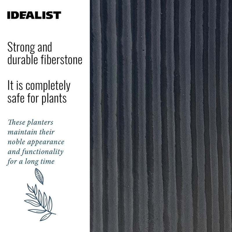 IDEALIST Lite Vertical Ribbed Black Cylinder Outdoor Planter - Home & Garden > Lawn & Garden > Gardening > Pots & Planters > Planters