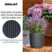 IDEALIST Lite Vertical Ribbed Black Cylinder Outdoor Planter - Home & Garden > Lawn & Garden > Gardening > Pots & Planters > Planters