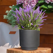 IDEALIST Lite Vertical Ribbed Black Cylinder Outdoor Planter - Home & Garden > Lawn & Garden > Gardening > Pots & Planters > Planters