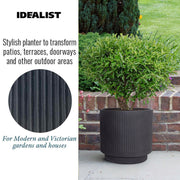 IDEALIST Lite Vertical Ribbed Black Cylinder Outdoor Planter - Home & Garden > Lawn & Garden > Gardening > Pots & Planters > Planters