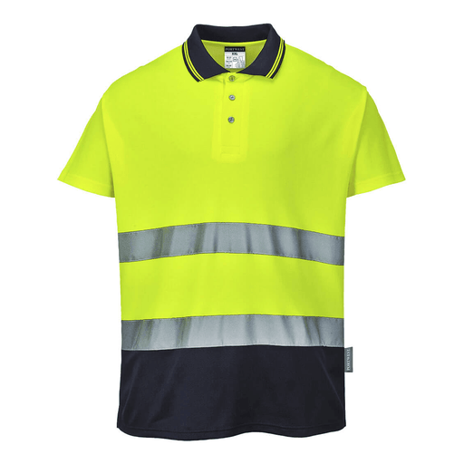 Portwest S174 Hi-Vis Cotton Comfort Contrast Breathable Polo Shirt - HI-VIS T-SHIRTS
