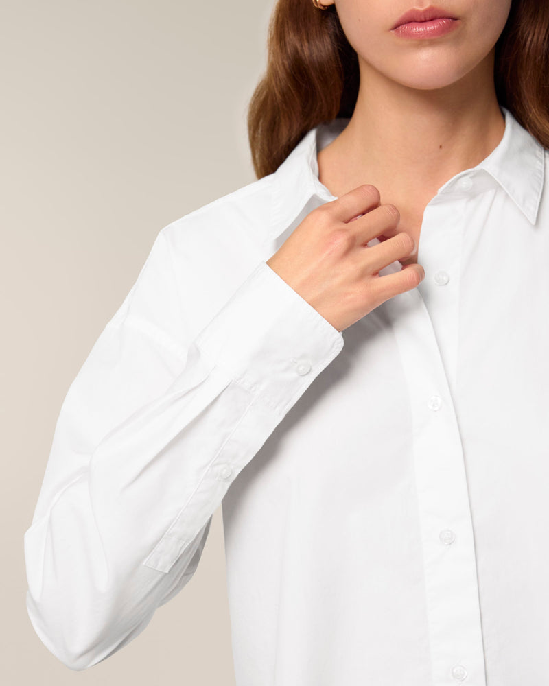 Organic Poplin Long Sleeve Shirt: Womens