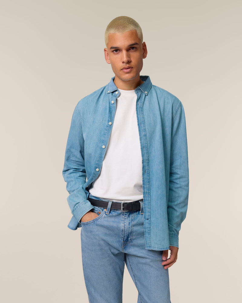 Organic Cotton Long Sleeve Denim Shirt: Mens
