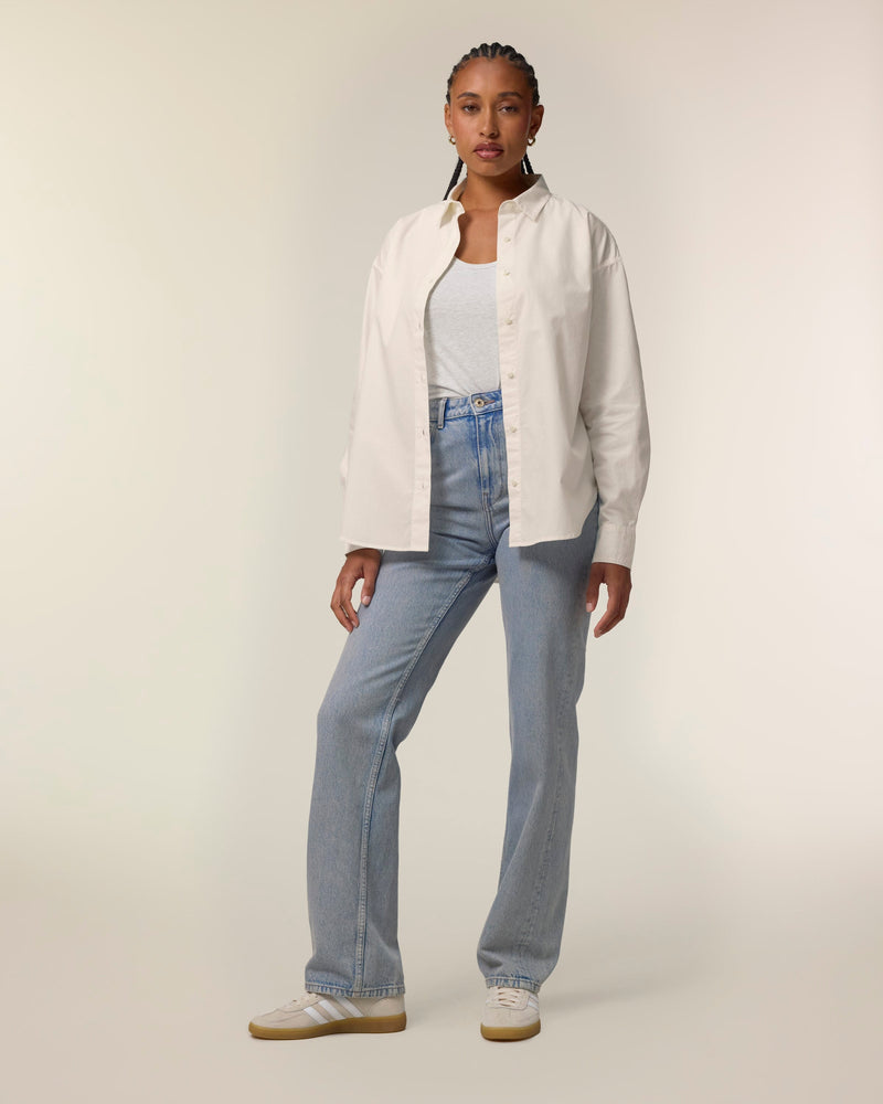 Organic Poplin Long Sleeve Shirt: Womens