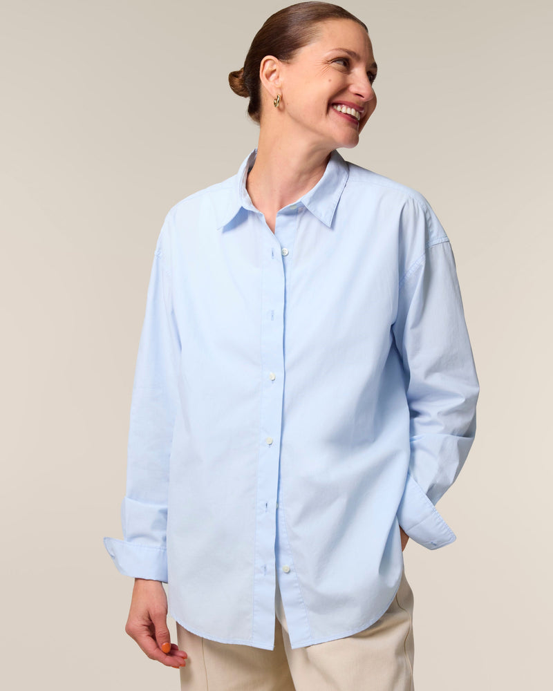Organic Poplin Long Sleeve Shirt: Womens