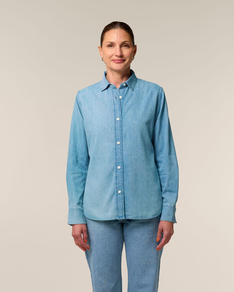 Organic Cotton Long Sleeve Denim Shirt: Womens