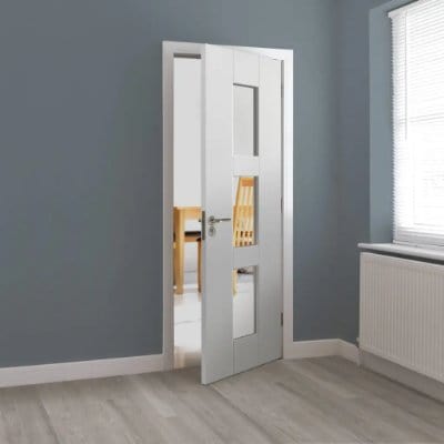Geo White Primed Glazed Internal Door - All Sizes -
