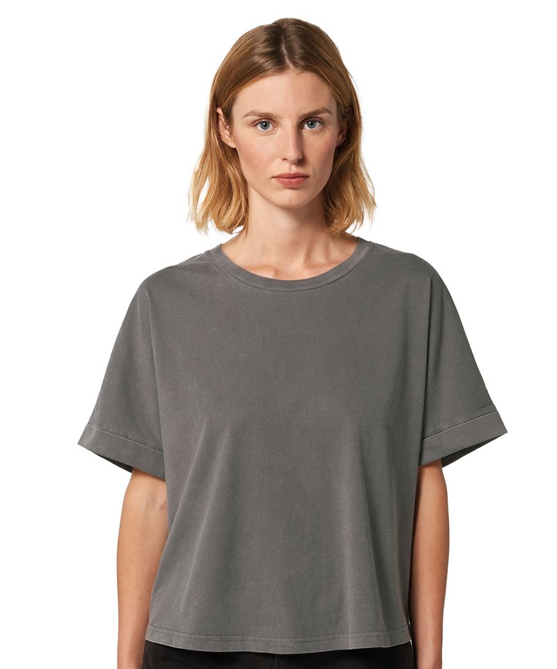 Organic Garment Dyed Roll Sleeve T-shirt: Womens