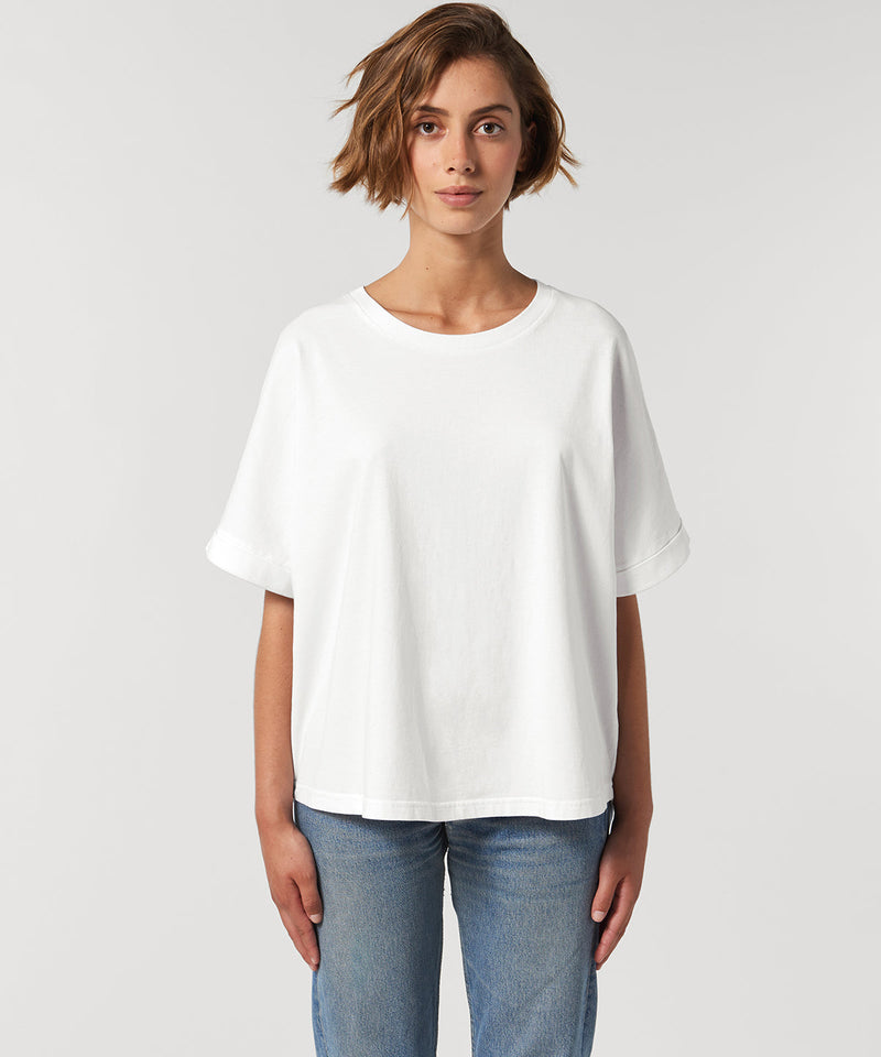 Organic Garment Dyed Roll Sleeve T-shirt: Womens