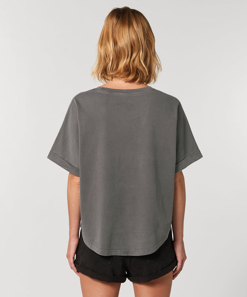 Organic Garment Dyed Roll Sleeve T-shirt: Womens