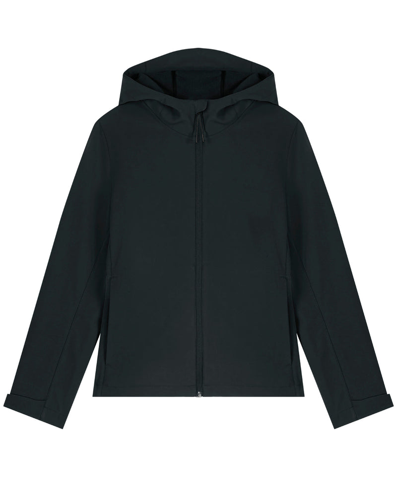 Recyled Polyester Hooded Softshell Jacket: Womens