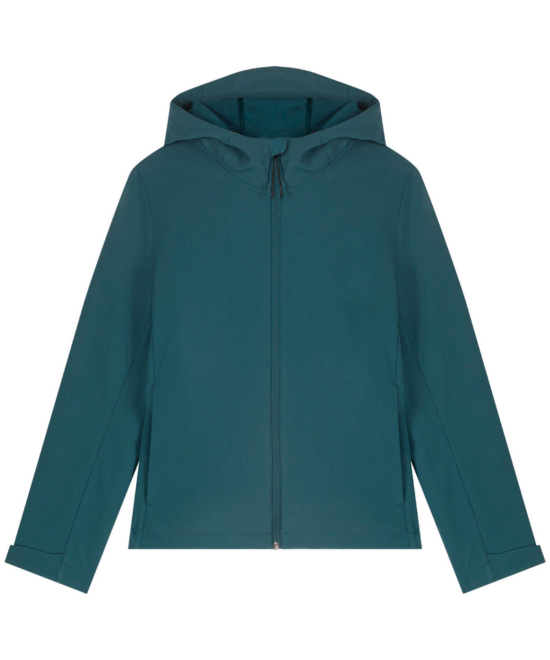 Recyled Polyester Hooded Softshell Jacket: Womens