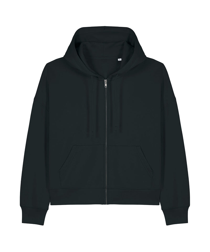 Organic Dropped Shoulder Zipped Hoodie: Womens
