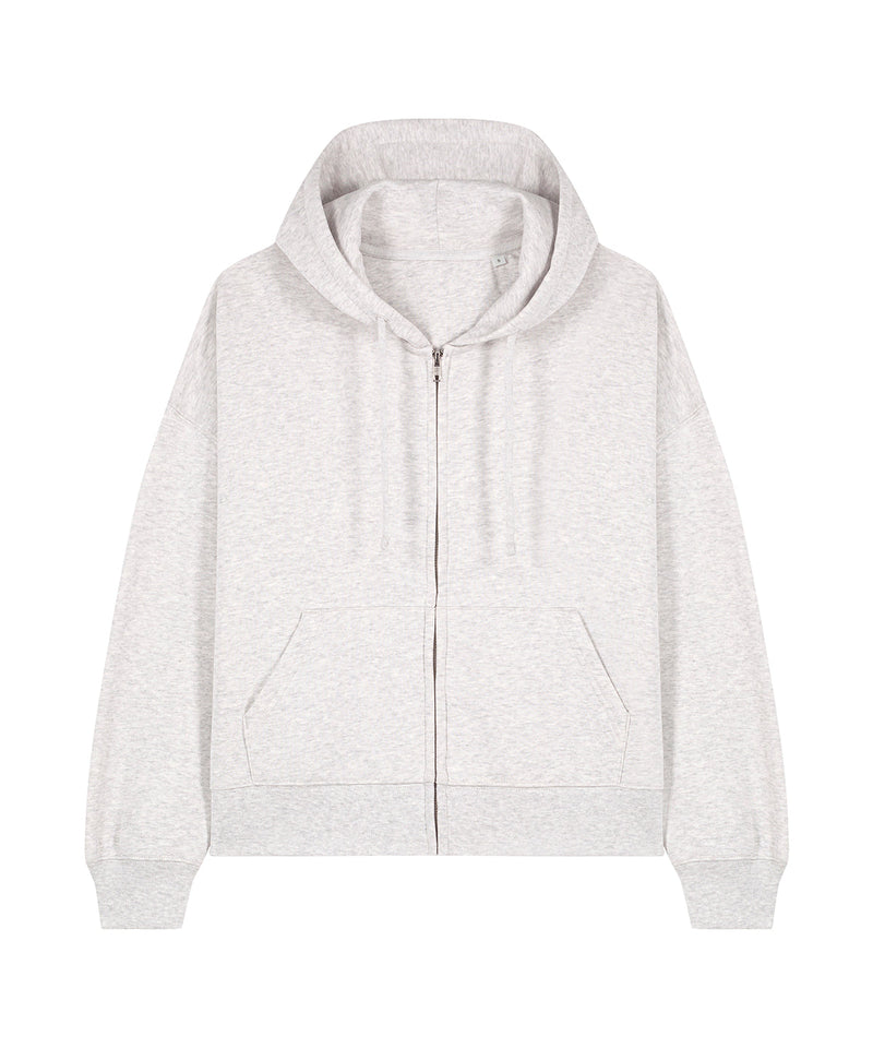 Organic Dropped Shoulder Zipped Hoodie: Womens