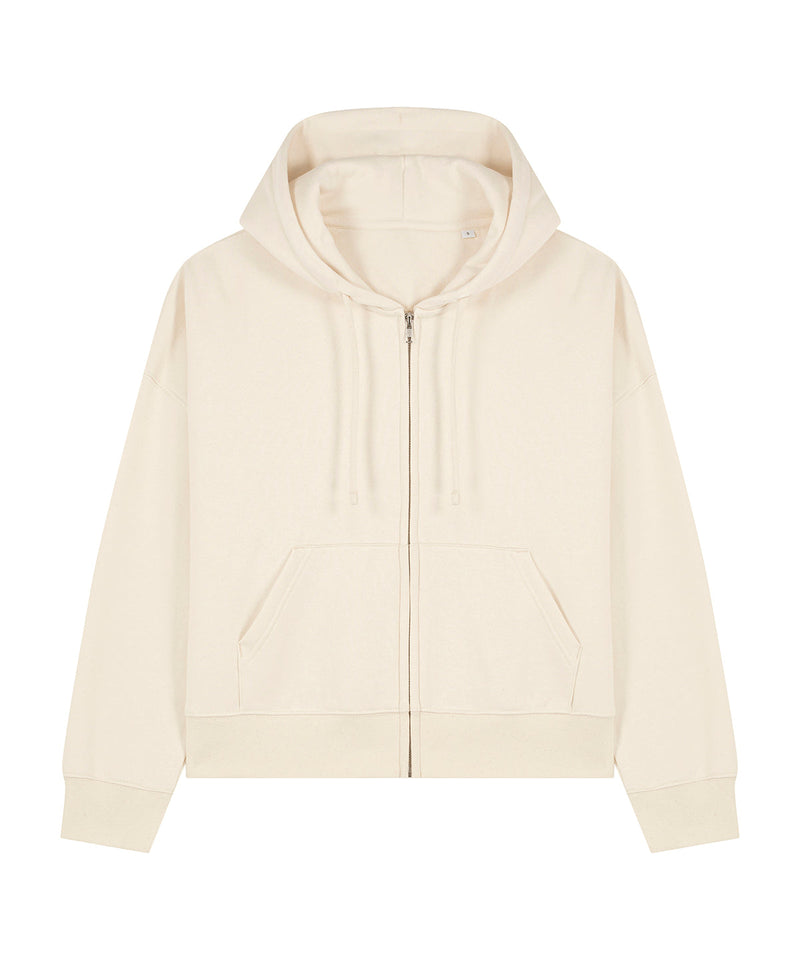 Organic Dropped Shoulder Zipped Hoodie: Womens