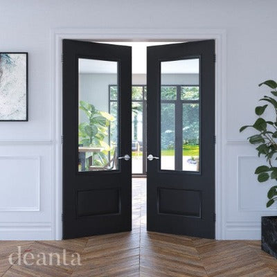 Deanta Sandringham Black Pre-Finished Glazed Internal Door - All Sizes -