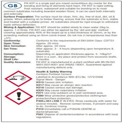 Fix-KST Board Fixing Adhesive - Bathrooms