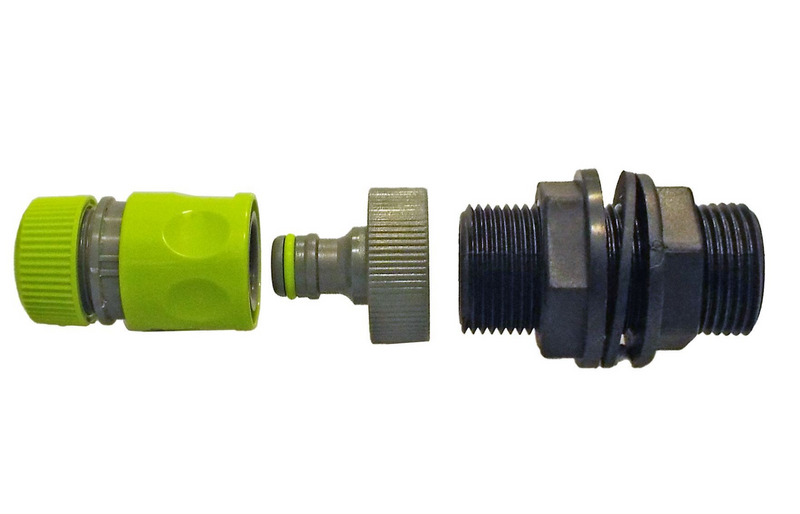 Water Butt Kit ¾” BSPM with Quick Adaptor and Hose Connector (Lime) - Garden watering
