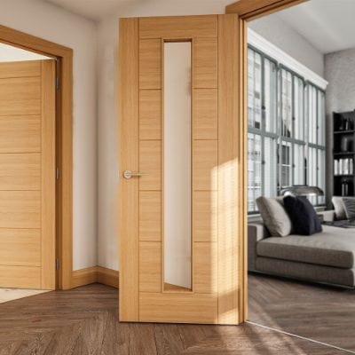 Seville Oak Prefinished 1 Glazed Light Panel Internal Door - All Sizes -