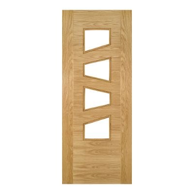 Seville Oak Prefinished 4 Glazed Light Panels Internal Door - All Sizes -