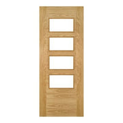 Seville Oak Prefinished 4 Glazed Light Panels Internal Door - All Sizes -