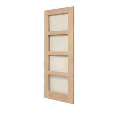 Shaker 4 Panel Oak Clear Glazed Unfinished Internal Door - All Sizes - Doors