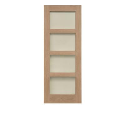 Shaker 4 Panel Oak Clear Glazed Unfinished Internal Door - All Sizes - Doors