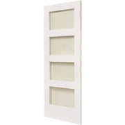 Shaker 4 Panel White Primed Glazed Internal Door - All Sizes - Doors