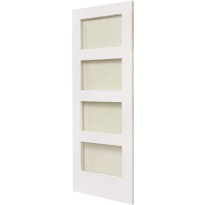 Shaker 4 Panel White Primed Glazed Internal Door - All Sizes - Doors