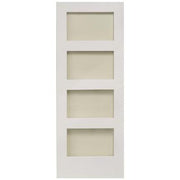 Shaker 4 Panel White Primed Glazed Internal Door - All Sizes - Doors