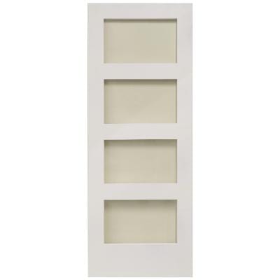 Shaker 4 Panel White Primed Glazed Internal Door - All Sizes - Doors