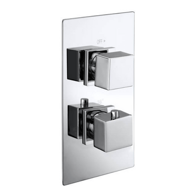 Cube Concealed 2-Way Chrome Thermostatic Shower Valve - Bathrooms