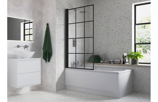 Single Straight Bath Screen - Black Framed -