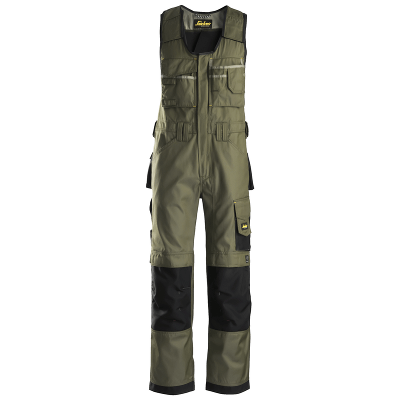 Snickers 0312 Craftsmen One-Piece Trousers, DuraTwill Olive Green/Black - BIB & BRACE
