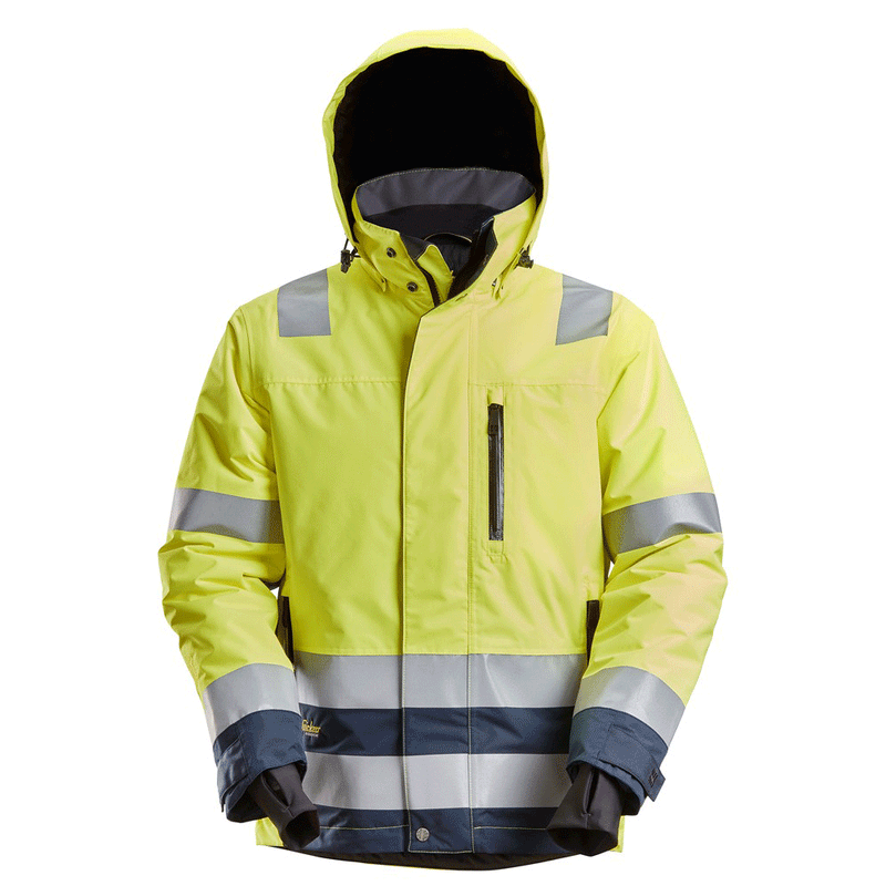 Snickers 1132 AllroundWork, Hi-Vis Class 3 Waterproof Insulated Jacket Various Colours - HI-VIS JACKETS & COATS