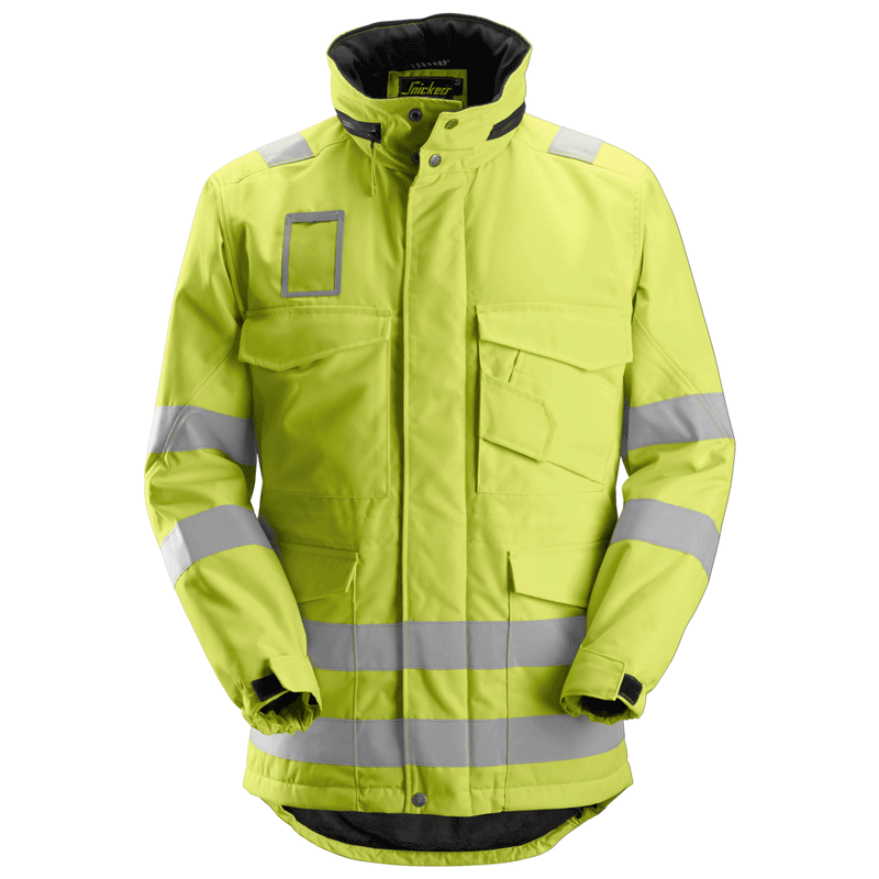 Snickers 1823 Hi-Vis Winter Lined Long Jacket, Class 3 Various Colours - HI-VIS JACKETS & COATS