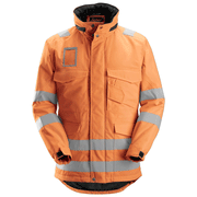 Snickers 1823 Hi-Vis Winter Lined Long Jacket, Class 3 Various Colours - HI-VIS JACKETS & COATS