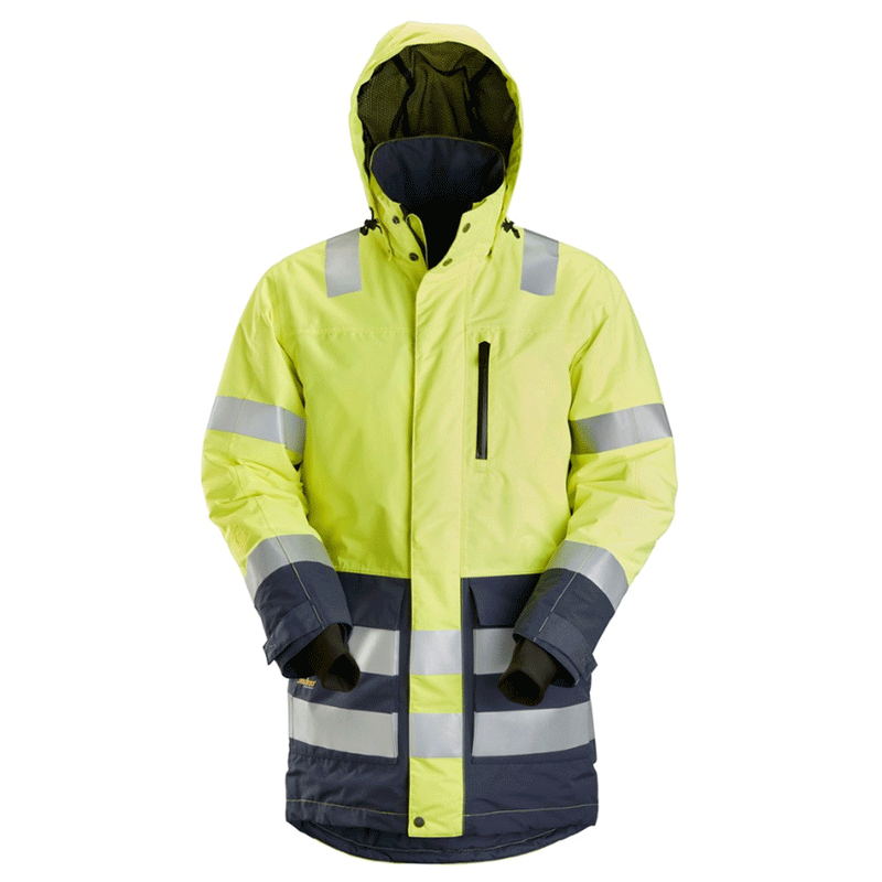 Snickers 1830 AllroundWork, Hi-Vis Waterproof Parka Jacket Class 3 Various Colours - HI-VIS JACKETS & COATS