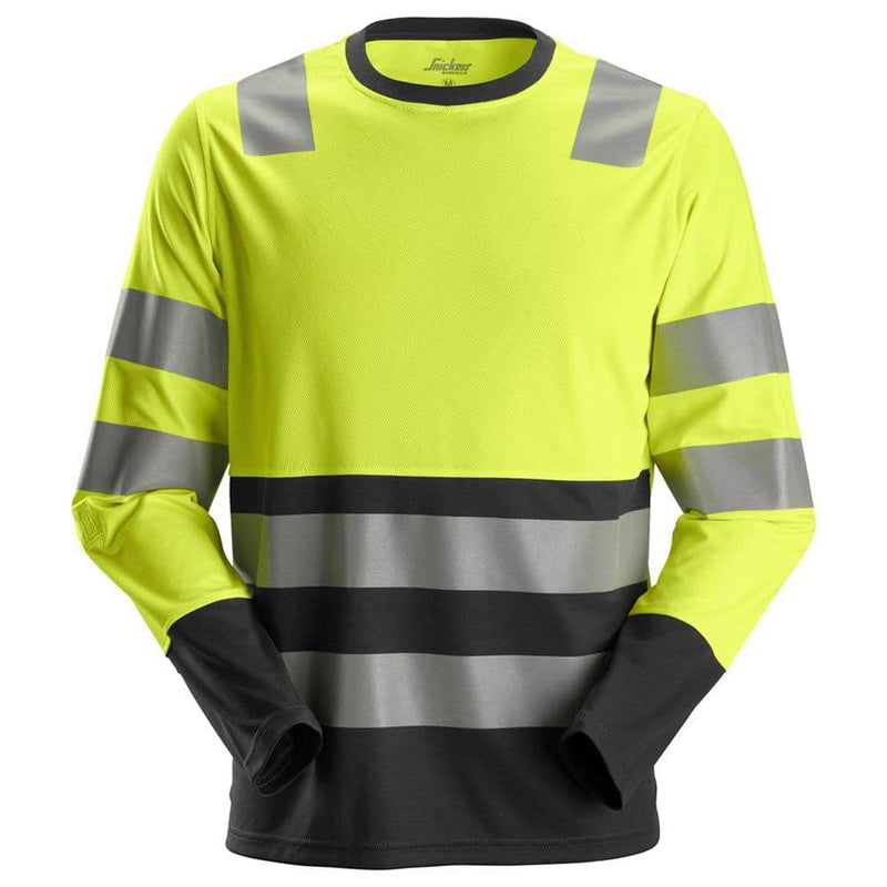 Snickers 2433 AllroundWork Hi-Vis Long Sleeve Shirt CL2 Various Colours - HI-VIS T-SHIRTS