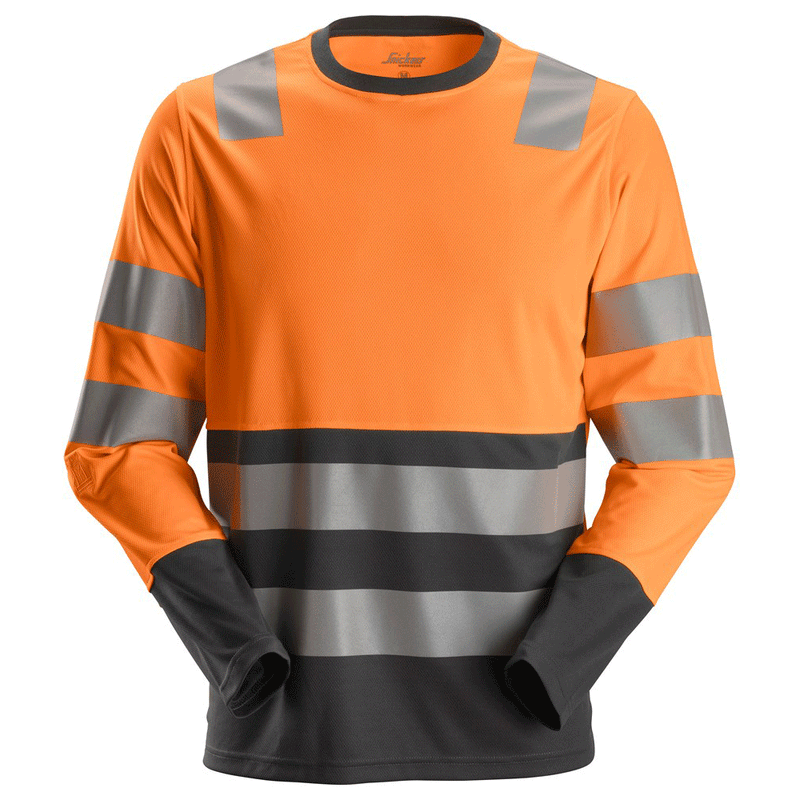 Snickers 2433 AllroundWork Hi-Vis Long Sleeve Shirt CL2 Various Colours - HI-VIS T-SHIRTS