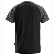 Snickers 2550 Two-Coloured Short Sleeve Cotton T-Shirt Black / Steel Grey 2XL - Apparel & Accessories > Clothing > Clothing Tops > T-Shirts SALE T-SHIRTS