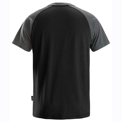 Snickers 2550 Two-Coloured Short Sleeve Cotton T-Shirt Black / Steel Grey 2XL - Apparel & Accessories > Clothing > Clothing Tops > T-Shirts SALE T-SHIRTS