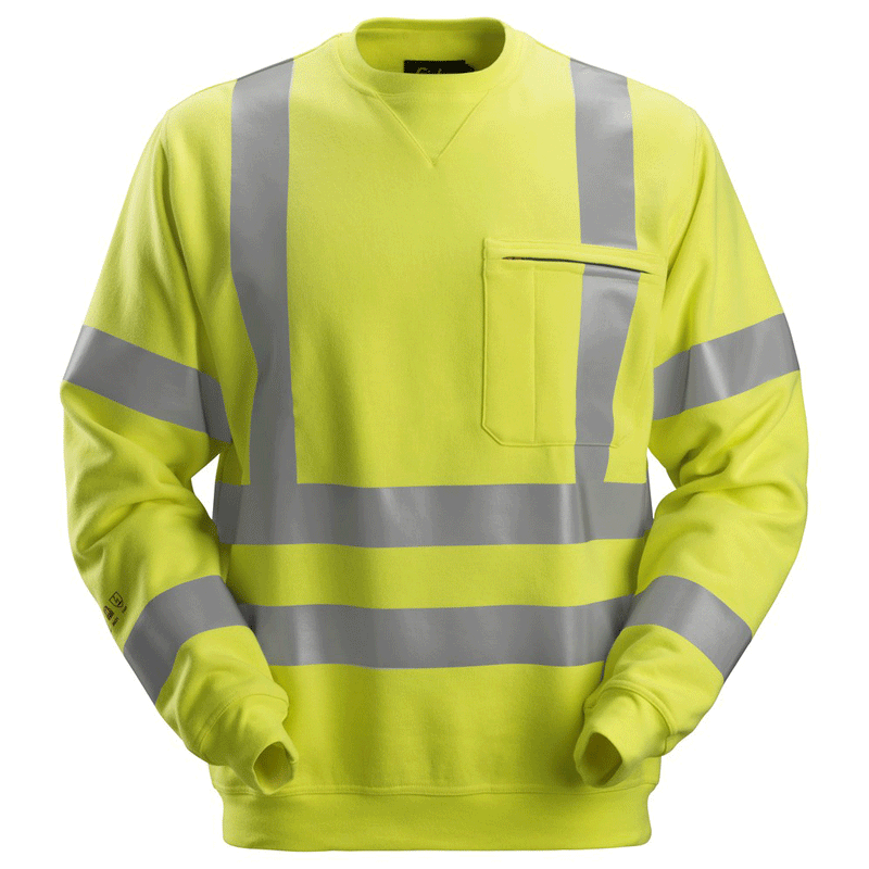 Snickers 2863 ProtecWork, Flame Retardant Arc Protection Hi-Vis Sweatshirt, Class 3 - FLAME RETARDANT SHIRTS