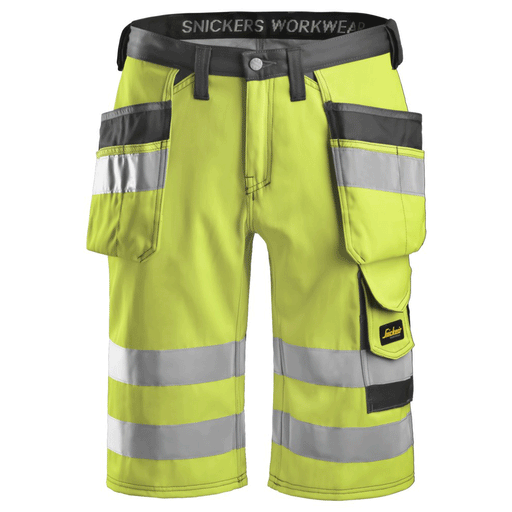 Snickers 3033 Hi-Vis Holster Pocket Shorts, Class 1 Hi-Vis Yellow, 38" Waist-Snickers 54 - Apparel & Accessories > Clothing > Shorts > Cargo Shorts SALE HI-VIS SHORTS