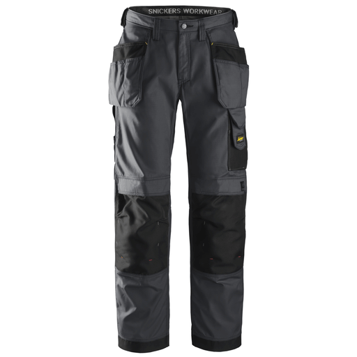 Snickers 3213 Craftsmen Holster Pocket Trousers, Rip-Stop Steel Grey/Black - KNEE PAD TROUSERS